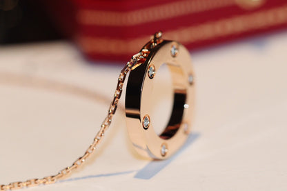 [Lumi Jewels]LOVE NECKLACE 16MM 6 DIAMONDS PINK GOLD