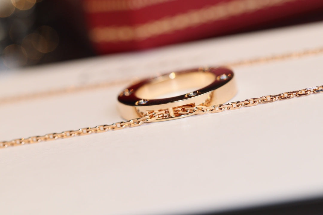 [Lumi Jewels]LOVE NECKLACE 16MM 6 DIAMONDS PINK GOLD