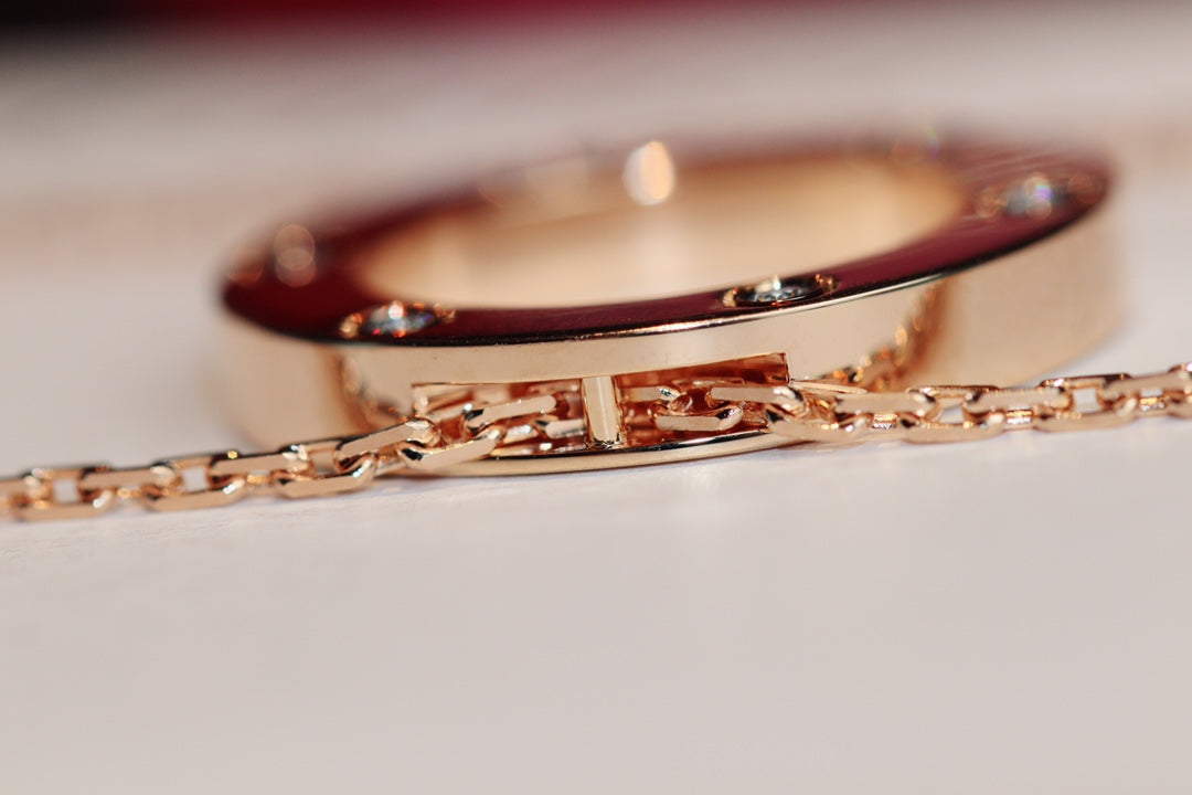 [Lumi Jewels]LOVE NECKLACE 16MM 6 DIAMONDS PINK GOLD