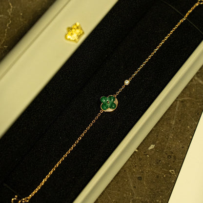 [Lumi Jewels]SUN MALACHITE 1 DIAMOND PINK GOLD BRACELET