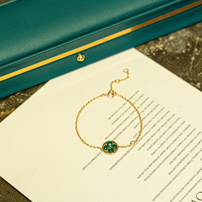 [Lumi Jewels]SUN MALACHITE 1 DIAMOND PINK GOLD BRACELET