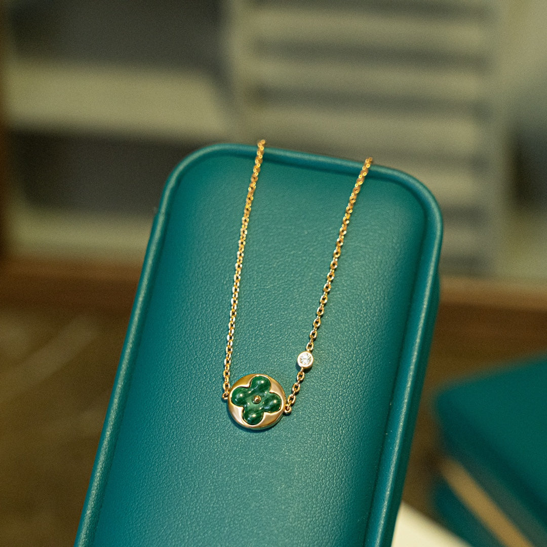 [Lumi Jewels]SUN MALACHITE 1 DIAMOND PINK GOLD BRACELET