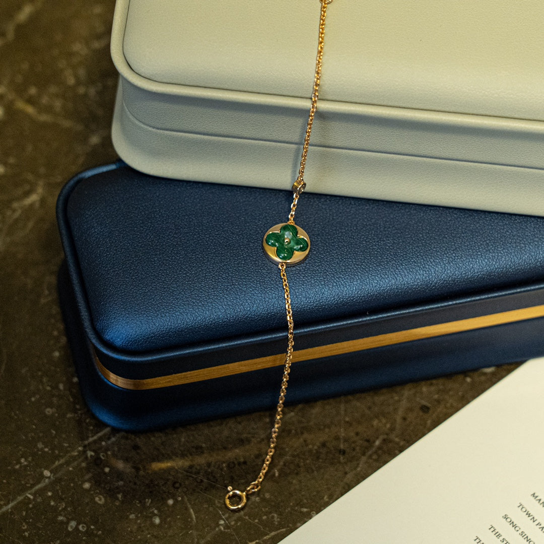 [Lumi Jewels]SUN MALACHITE 1 DIAMOND PINK GOLD BRACELET