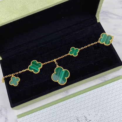 [Lumi Jewels]MAGIC CLOVER MALACHITE GOLD BRACELET 5 MOTIFS