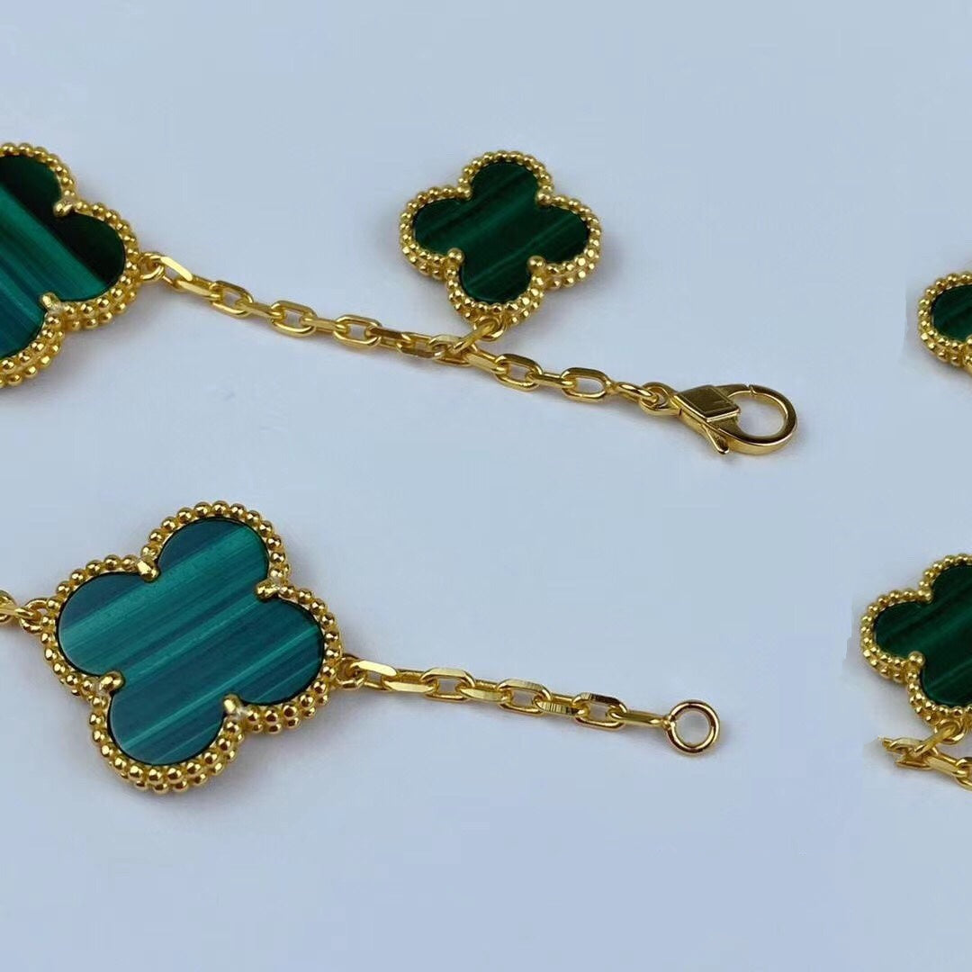 [Lumi Jewels]MAGIC CLOVER MALACHITE GOLD BRACELET 5 MOTIFS