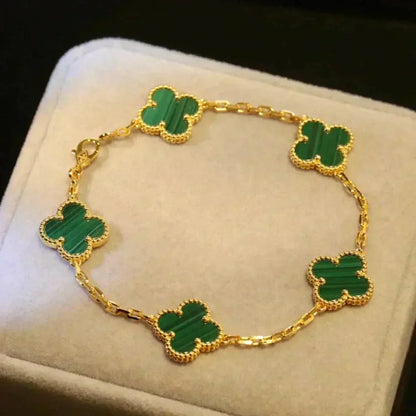 [Lumi Jewels]CLOVER 5 MOTIFS MALACHITE BRACELET