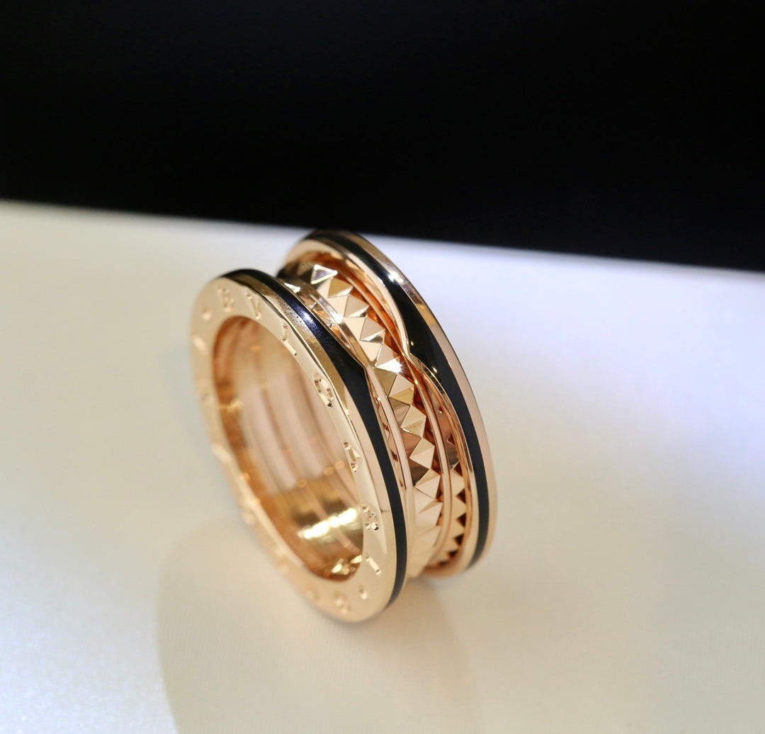 [Lumi Jewels]ZERO 1 PINK GOLD BLACK CERAMIC RING
