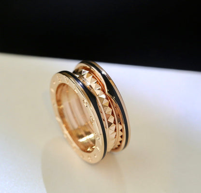 [Lumi Jewels]ZERO 1 PINK GOLD BLACK CERAMIC RING