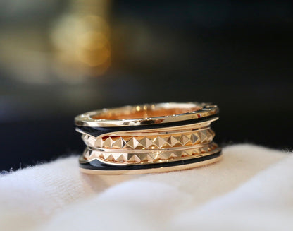 [Lumi Jewels]ZERO 1 PINK GOLD BLACK CERAMIC RING