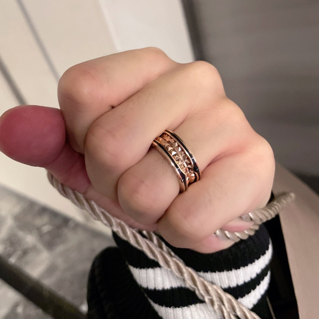 [Lumi Jewels]ZERO 1 PINK GOLD BLACK CERAMIC RING