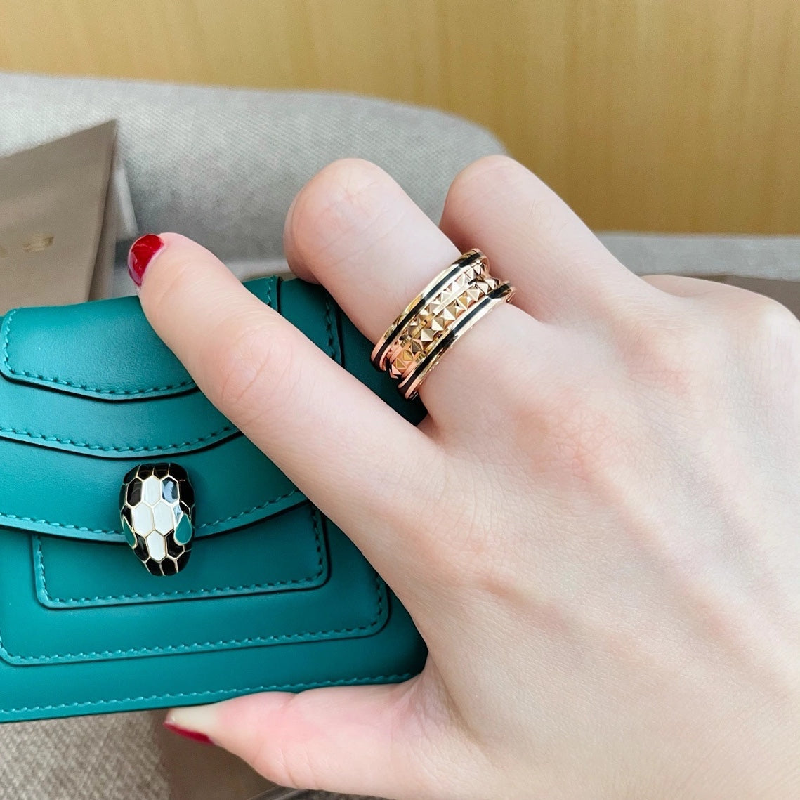 [Lumi Jewels]ZERO 1 PINK GOLD BLACK CERAMIC RING