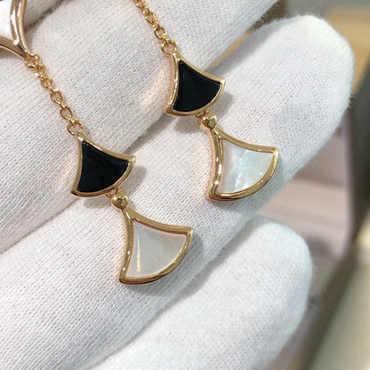 [Lumi Jewels]BOUCLES D'OREILLES RÊVE 3 MOTIFS ONYX NACRE OR ROSE