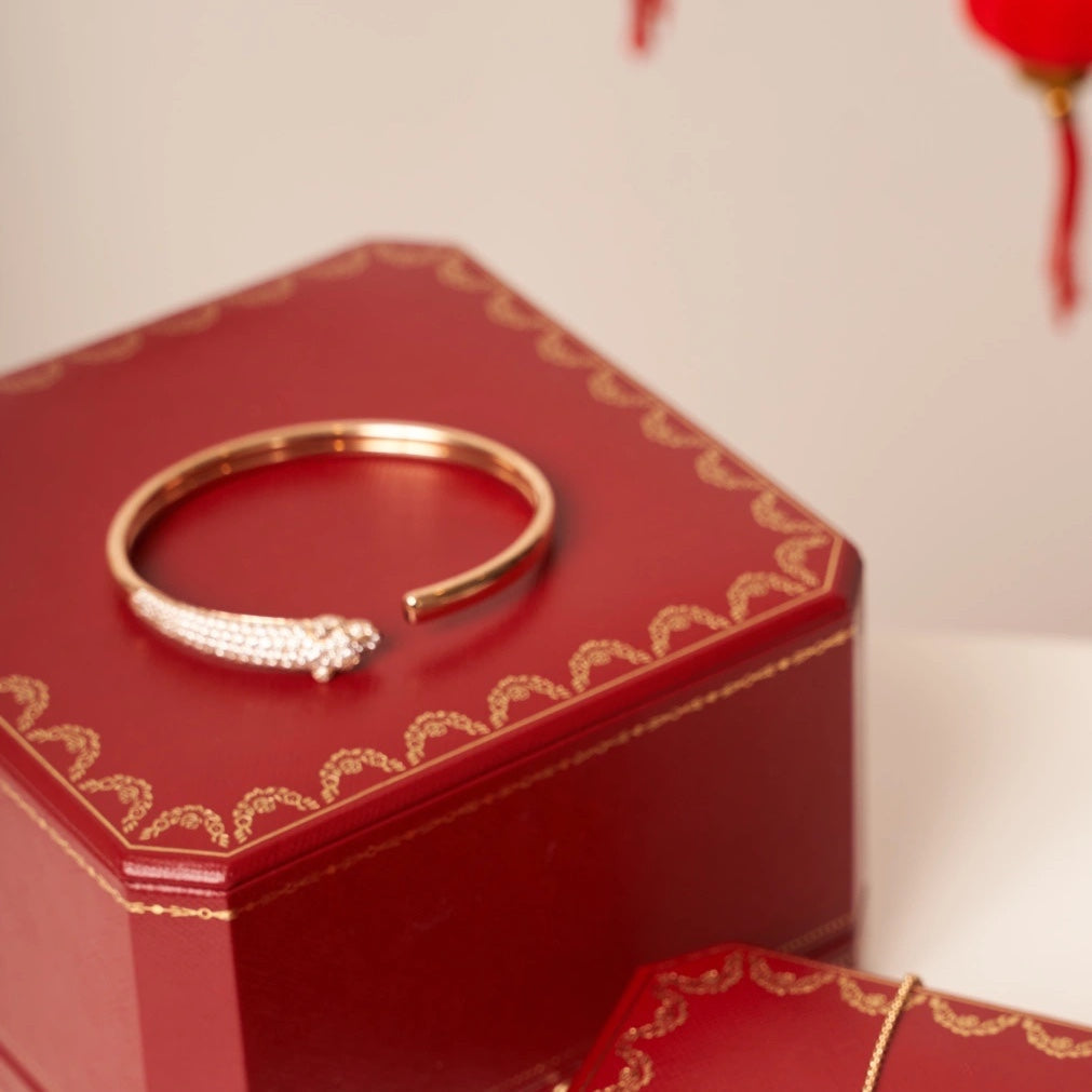 [Lumi Jewels]PANTHERE ROSE GOLD DIAMOND OPEN BRACELET