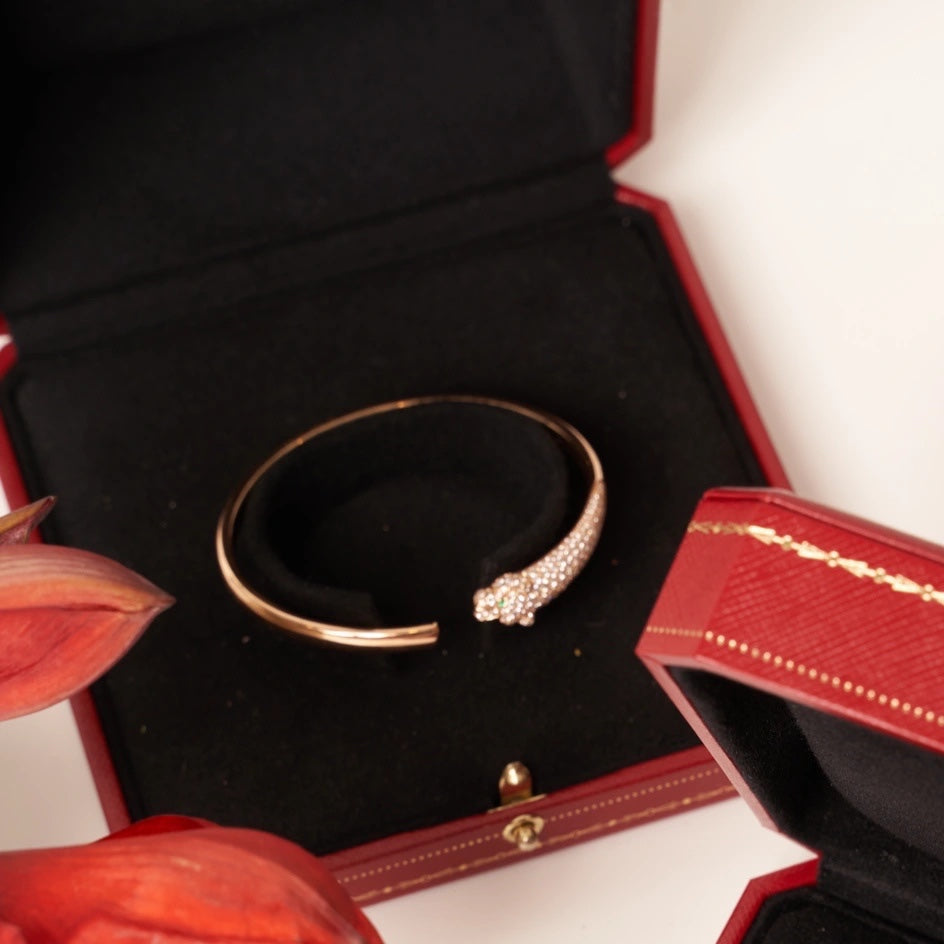 [Lumi Jewels]PANTHERE ROSE GOLD DIAMOND OPEN BRACELET