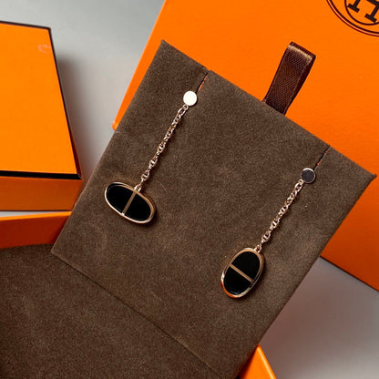 [Lumi Jewels]CHAINE VERSO BLACK CERAMIC EARRINGS