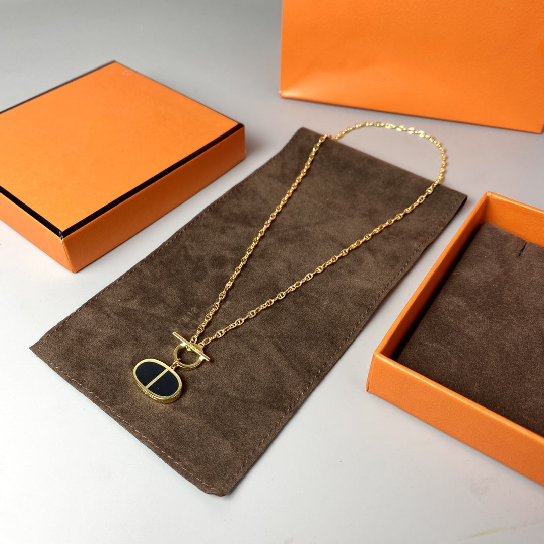 [Lumi Jewels]CHAINE VERSO BLACK CERAMIC NECKLACE