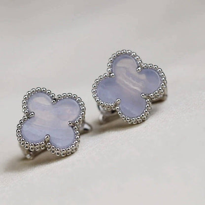 [Lumi Jewels]CLOVER MEDIUM 1 MOTIFS  WHITE MOP EARRINGS SILVER