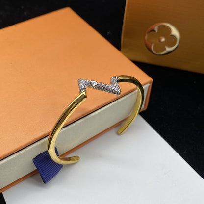 [Lumi Jewels]VOLTE UPSITE DOWN DIAMOND GOLD OPEN BRACELET