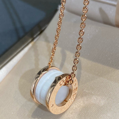 [Lumi Jewels]ZERO 1 WHITE CERAMIC PINK GOLD NECKLACE