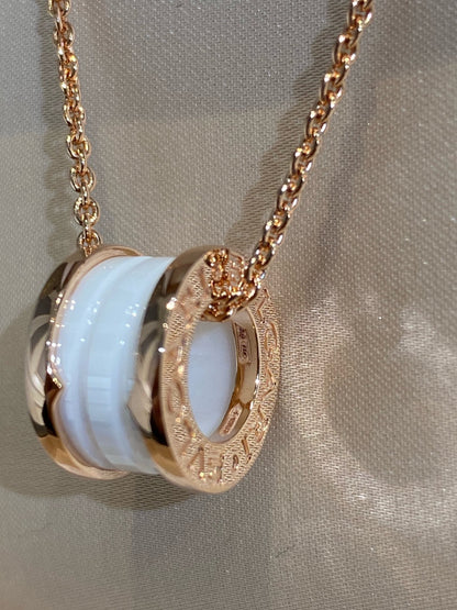 [Lumi Jewels]ZERO 1 WHITE CERAMIC PINK GOLD NECKLACE