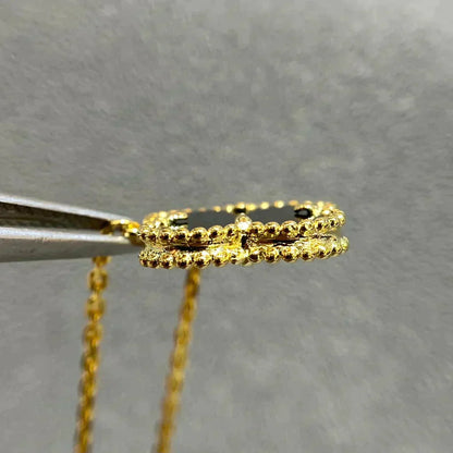 [Lumi Jewels]CLOVER 15MM BLACK ONYX SINGLE FLOWER NECKLACE