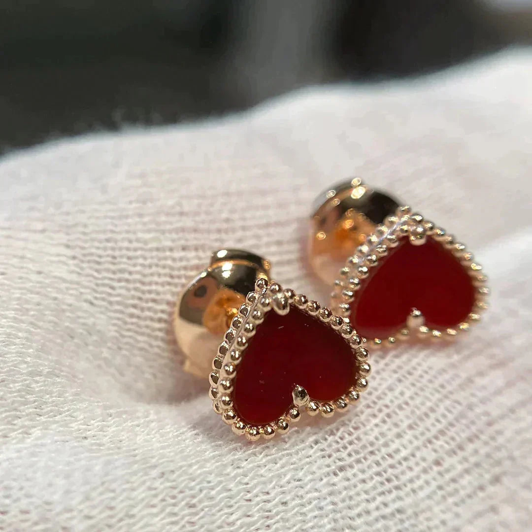 [Lumi Jewels]HEART CARNELIAN STUD EARRINGS