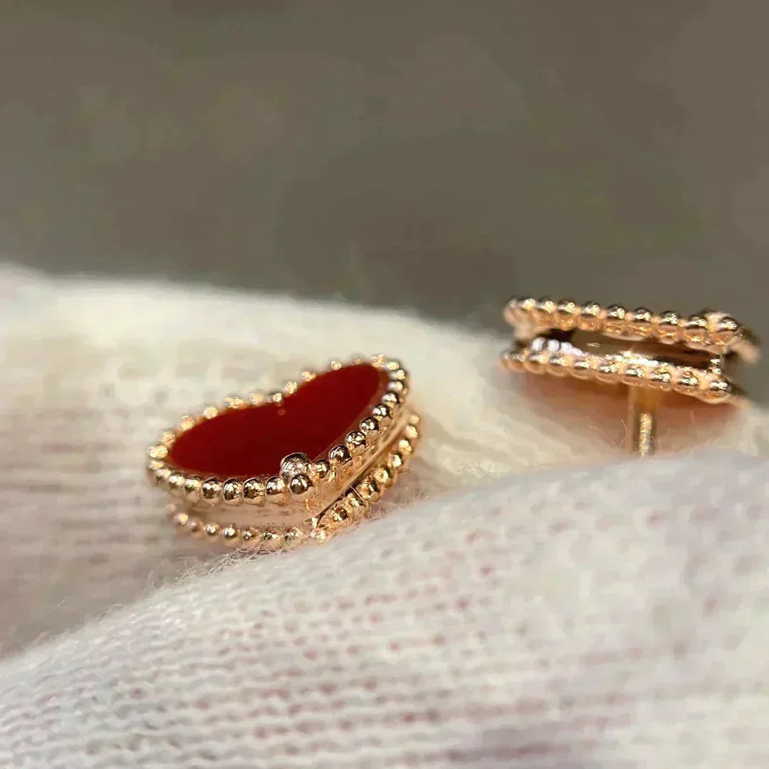 [Lumi Jewels]HEART CARNELIAN STUD EARRINGS