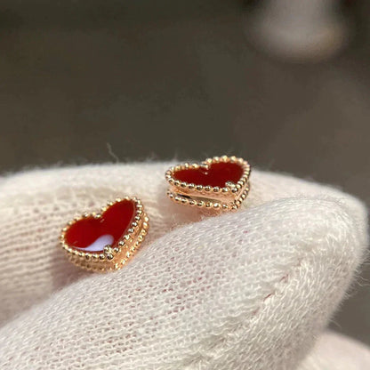 [Lumi Jewels]HEART CARNELIAN STUD EARRINGS