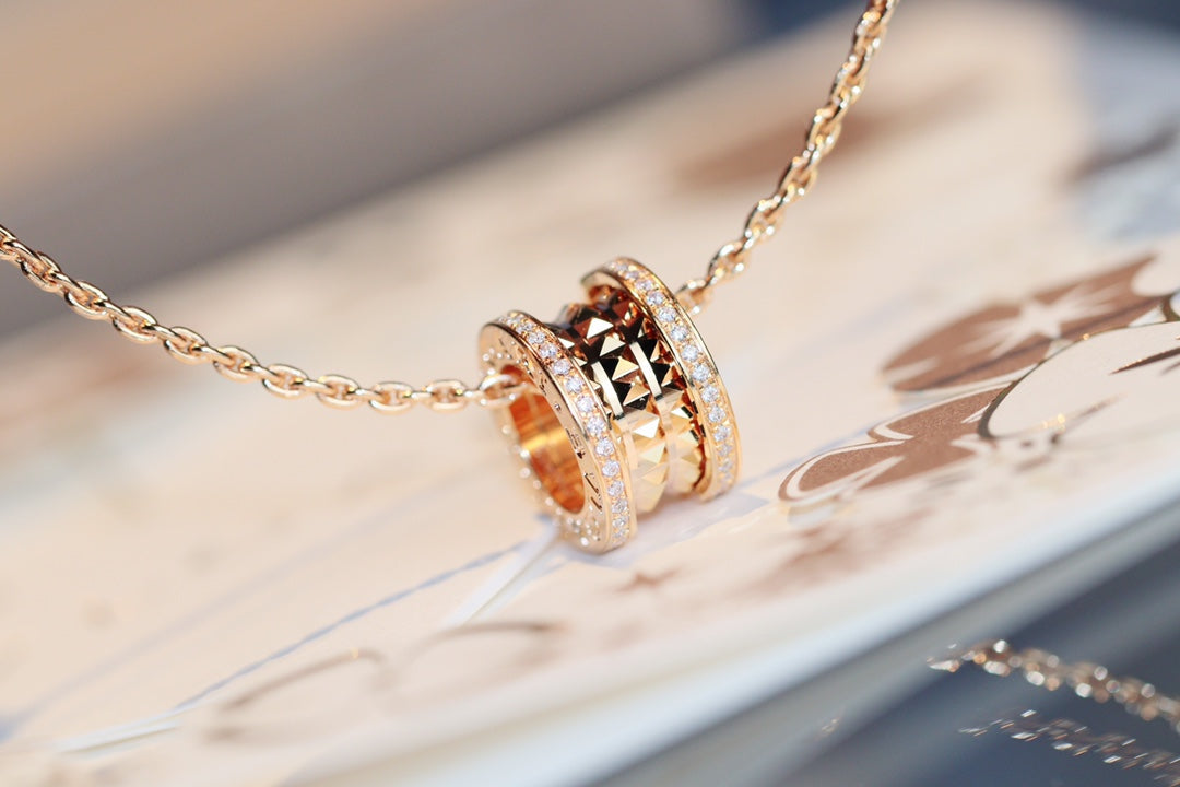 [Lumi Jewels]COLLIER PENDENTIF ZÉRO 1 ROCK OR ROSE