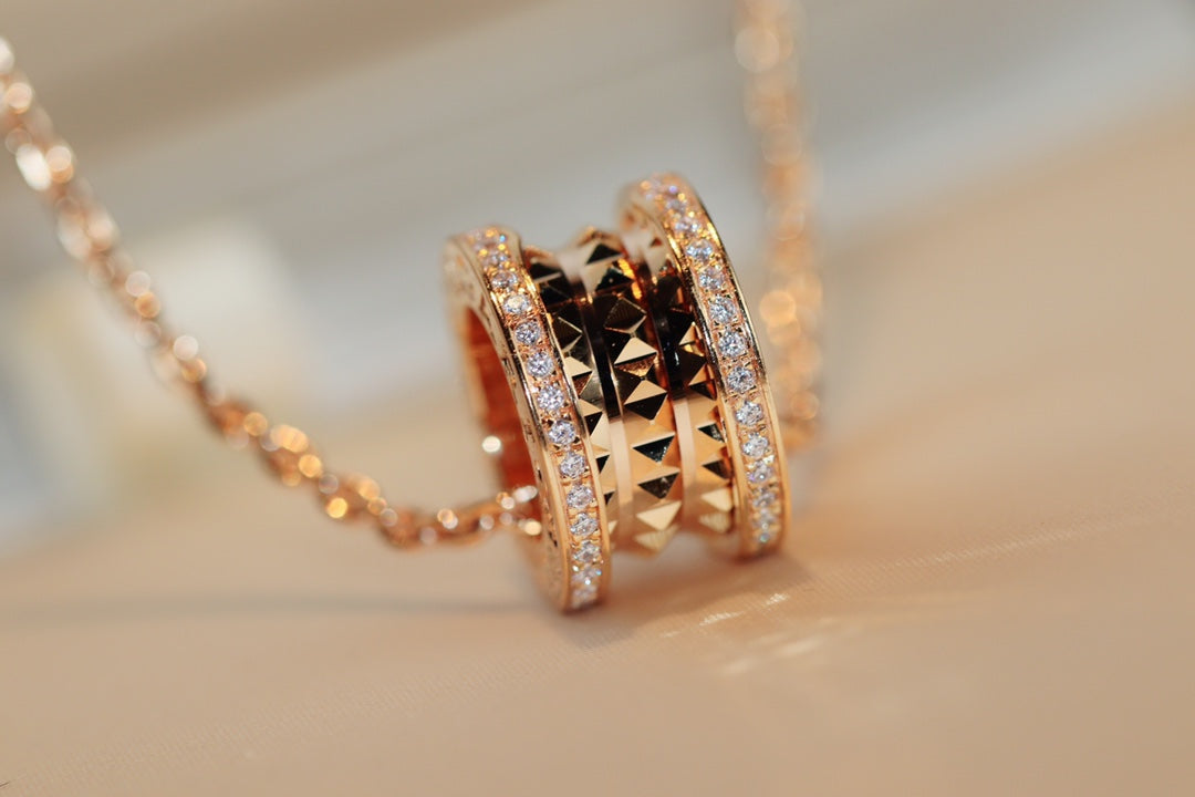 [Lumi Jewels]COLLIER PENDENTIF ZÉRO 1 ROCK OR ROSE