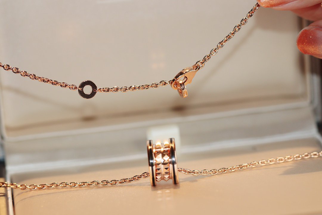 [Lumi Jewels]ZERO 1 ROCK PEDANT PINK GOLD BLACK NECKLACE