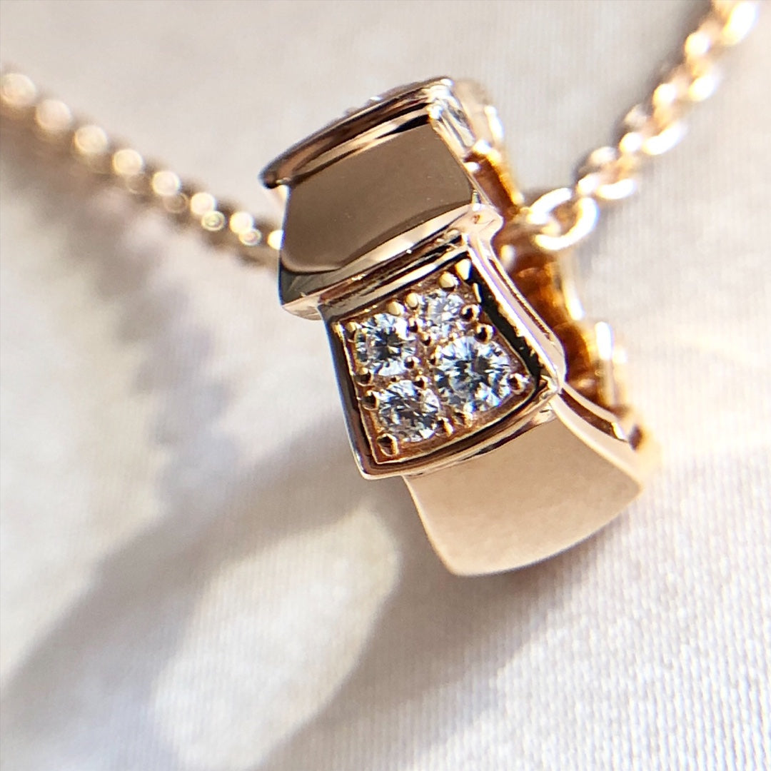 [Lumi Jewels]COLLIER PENDENTIF SERPENTIN DIAMANTS OR ROSE