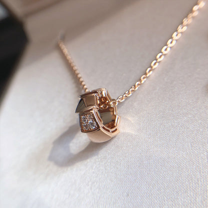 [Lumi Jewels]COLLIER PENDENTIF SERPENTIN DIAMANTS OR ROSE