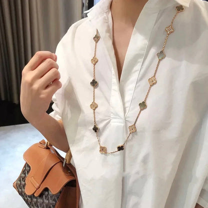 [Lumi Jewels]CLOVER 20 MOTIFS DARK MOP DIAMOND  NECKLACE