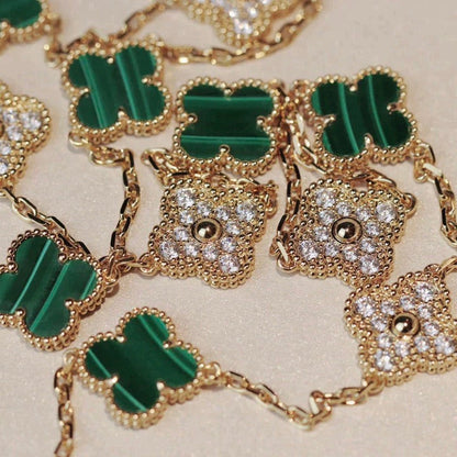 [Lumi Jewels]CLOVER 20 MOTIFS MALACHITE DIAMOND NECKLACE