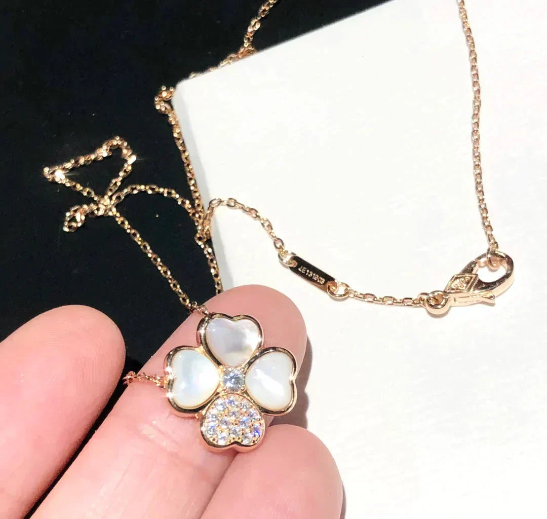 [Lumi Jewels]CLOVER MOP DIAMOND ROSE GOLD NECKLACE