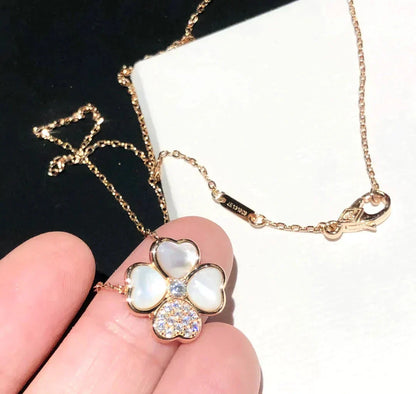 [Lumi Jewels]CLOVER MOP DIAMOND ROSE GOLD NECKLACE