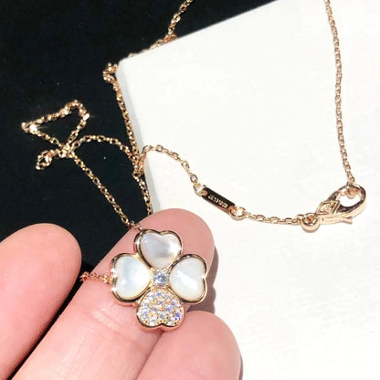 [Lumi Jewels]CLOVER MOP DIAMOND ROSE GOLD NECKLACE