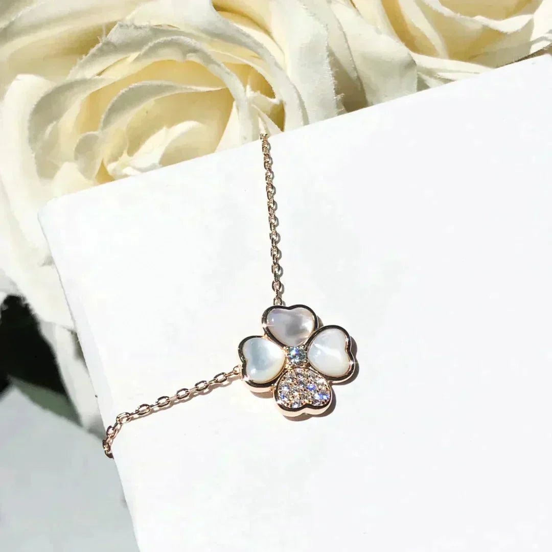 [Lumi Jewels]CLOVER MOP DIAMOND ROSE GOLD NECKLACE