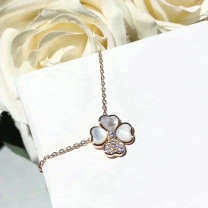 [Lumi Jewels]CLOVER MOP DIAMOND ROSE GOLD NECKLACE