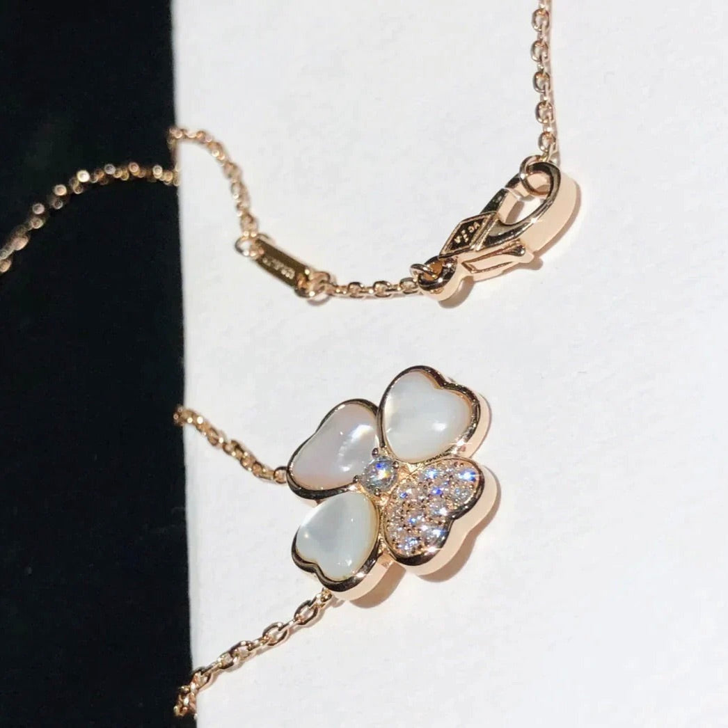 [Lumi Jewels]CLOVER MOP DIAMOND ROSE GOLD NECKLACE