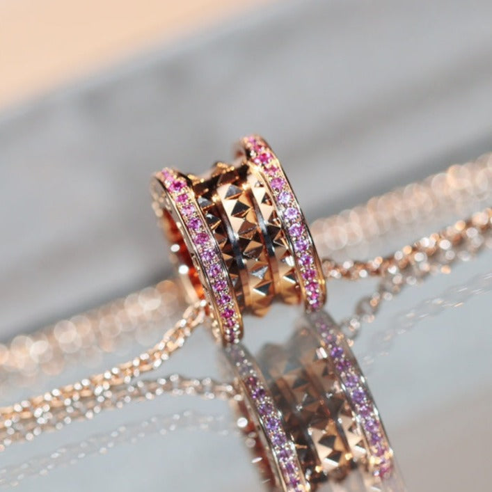 [Lumi Jewels]COLLIER DIAMANT ROSE OR ROSE ROCK ZERO 1