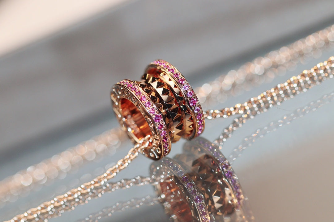 [Lumi Jewels]COLLIER DIAMANT ROSE OR ROSE ROCK ZERO 1