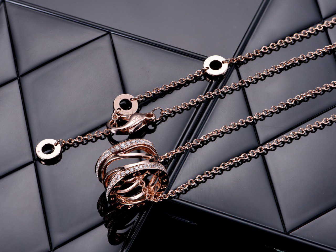 [Lumi Jewels]ZERO 1 PINK GOLD DIAMOND OPEN NECKLACE