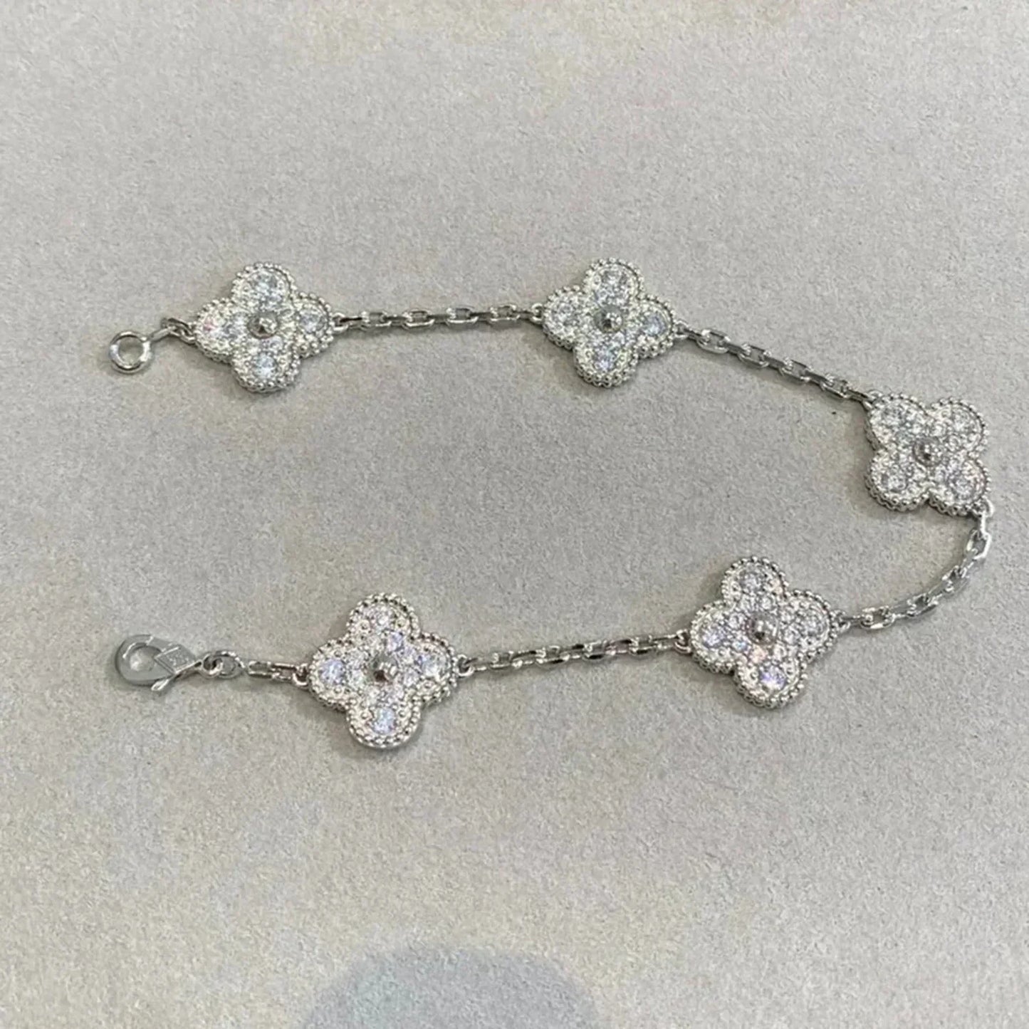 [Lumi Jewels]CLOVER 5 MOTIFS  DIAMOND BRACELET SILVER