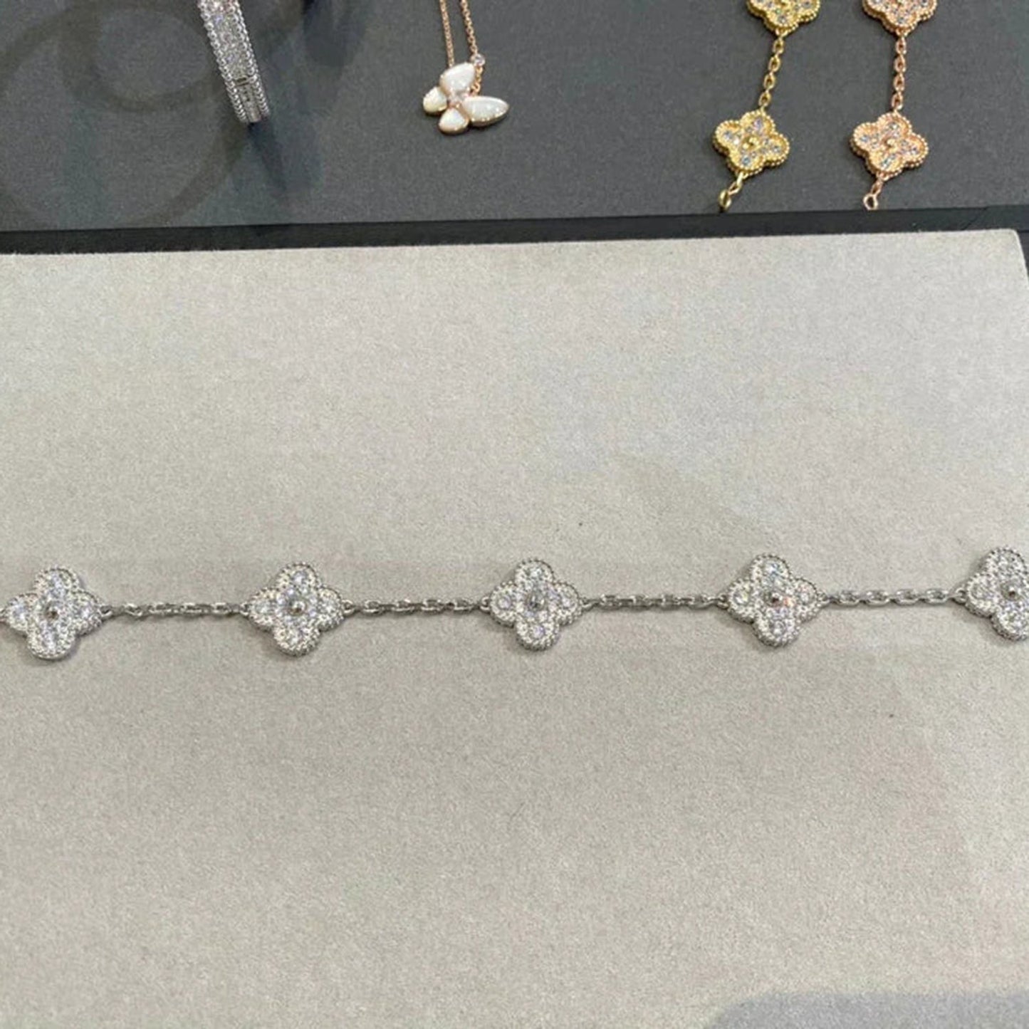 [Lumi Jewels]CLOVER 5 MOTIFS  DIAMOND BRACELET SILVER
