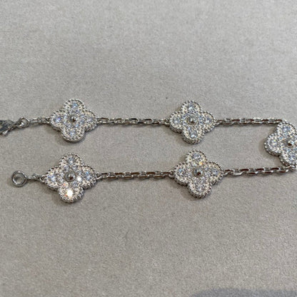 [Lumi Jewels]CLOVER 5 MOTIFS  DIAMOND BRACELET SILVER