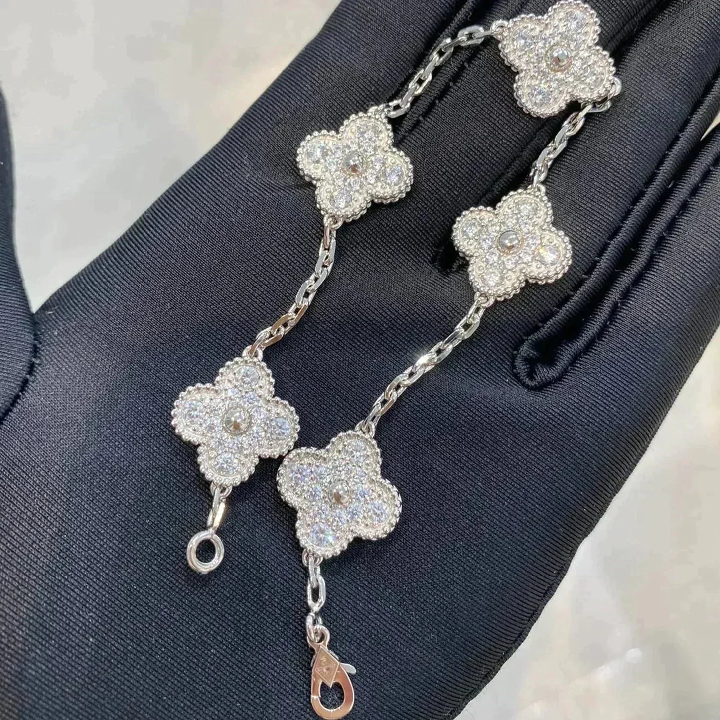 [Lumi Jewels]CLOVER 5 MOTIFS  DIAMOND BRACELET SILVER