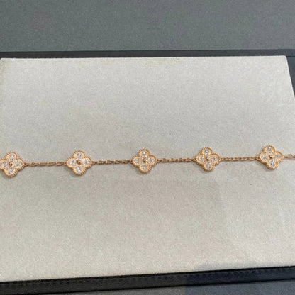 [Lumi Jewels]BRACELET TRÈFLE 5 MOTIFS ENTIÈREMENT SERTI DE DIAMANTS