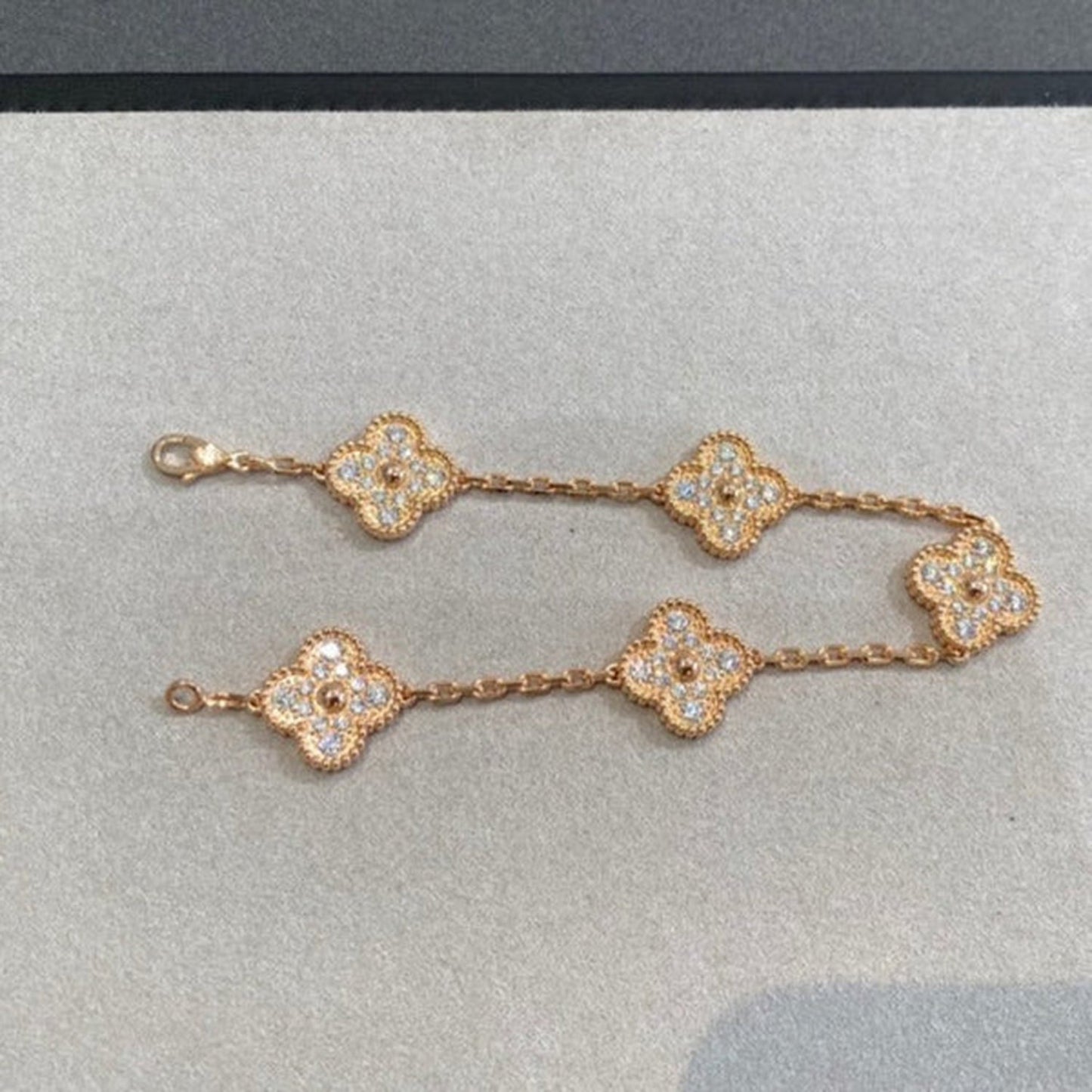 [Lumi Jewels]BRACELET TRÈFLE 5 MOTIFS ENTIÈREMENT SERTI DE DIAMANTS